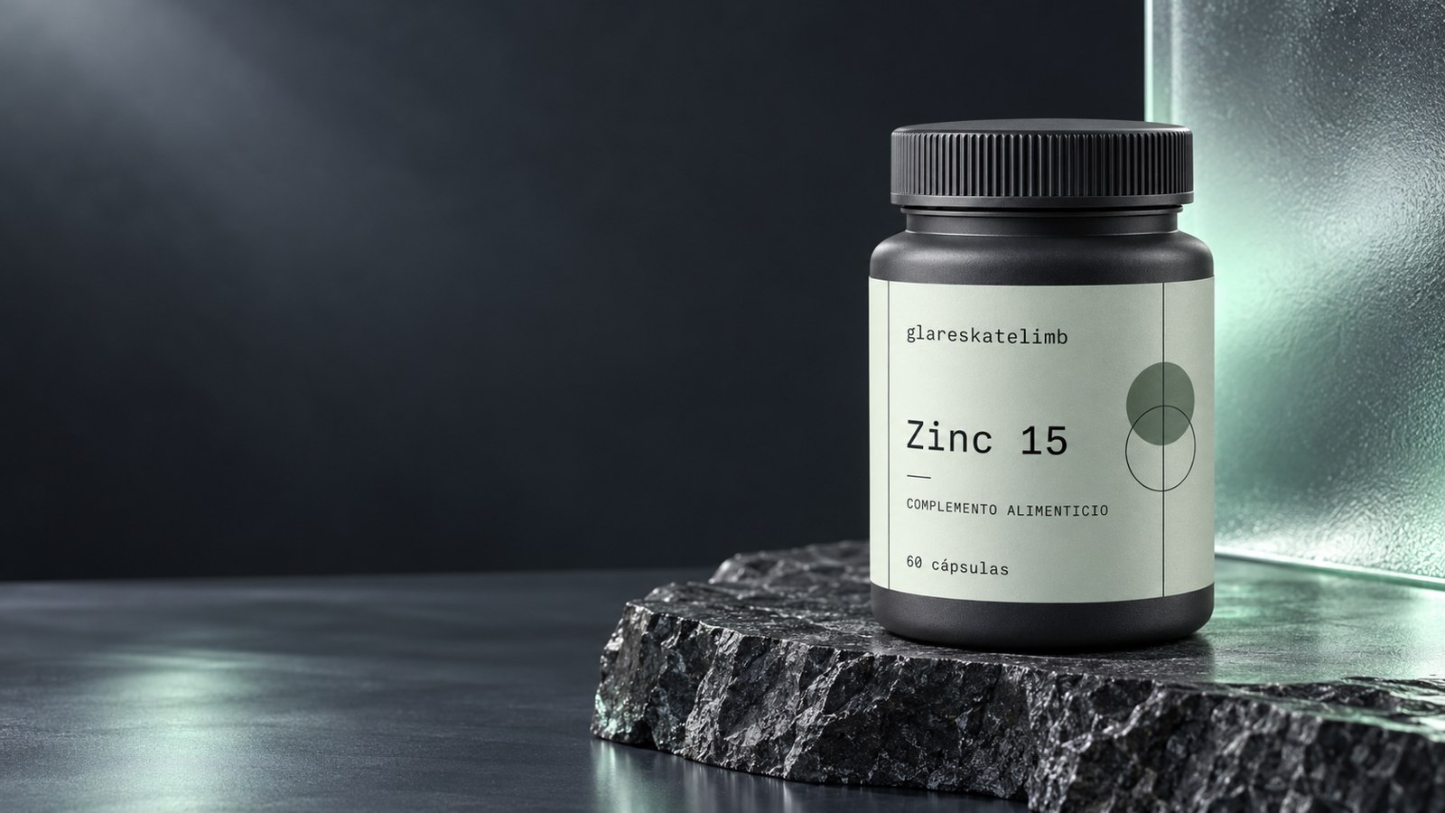 Zinc 15 de glareskatelimb sobre roca de grafito y cristal esmerilado